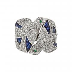  Cartier CARTIER 18K WHITE GOLD DIAMOND AND SAPPHIRE DOVE RING - 3167305