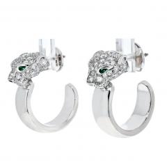  Cartier CARTIER 18K WHITE GOLD DIAMOND PANTHER HEAD HOOP EARRINGS - 2650720