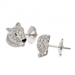  Cartier CARTIER 18K WHITE GOLD DIAMOND PANTHERE HEADS STUD EARRINGS - 2914085