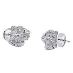 Cartier CARTIER 18K WHITE GOLD DIAMOND PANTHERE STUD EARRINGS - 2732058