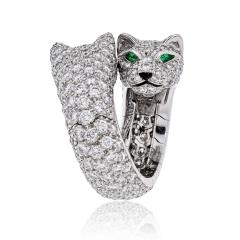  Cartier CARTIER 18K WHITE GOLD DOUBLE PANTHERE DIAMOND RING - 2212862