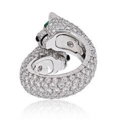  Cartier CARTIER 18K WHITE GOLD DOUBLE PANTHERE DIAMOND RING - 2212863
