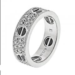  Cartier CARTIER 18K WHITE GOLD LOVE DIAMOND CERAMIC RING - 3135826