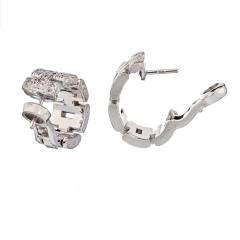  Cartier CARTIER 18K WHITE GOLD MAILLON DIAMOND HUGGIE EARRINGS - 2302491