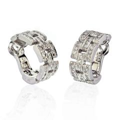  Cartier CARTIER 18K WHITE GOLD MAILLON DIAMOND HUGGIE EARRINGS - 2302493