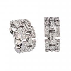  Cartier CARTIER 18K WHITE GOLD MAILLON DIAMOND HUGGIE EARRINGS - 2304408