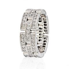  Cartier CARTIER 18K WHITE GOLD MAILLON PANTHERE THREE DIAMOND ROW RING - 2302488