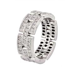  Cartier CARTIER 18K WHITE GOLD MAILLON PANTHERE THREE DIAMOND ROW RING - 2302490