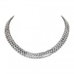  Cartier CARTIER 18K WHITE GOLD PERLES DE DIAMANTS THREE STRAND DIAMOND NECKLACE - 1788238