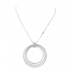  Cartier CARTIER 18K WHITE GOLD THREE TIERED RING PAVE SET PENDANT NECKLACE - 2939910