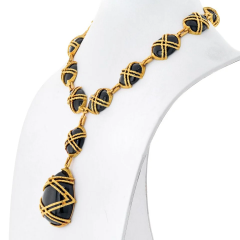  Cartier CARTIER 18K YELLOW GOLD 1969 BLACK JADE NECKLACE - 3605031