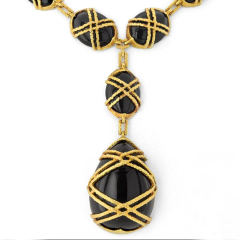  Cartier CARTIER 18K YELLOW GOLD 1969 BLACK JADE NECKLACE - 3605032