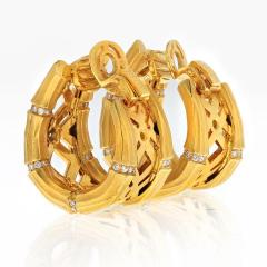  Cartier CARTIER 18K YELLOW GOLD BAMBOO 1 50 CARATS DIAMOND HUGGIE EARRINGS - 1694359