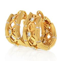  Cartier CARTIER 18K YELLOW GOLD BAMBOO 1 50 CARATS DIAMOND HUGGIE EARRINGS - 1694360