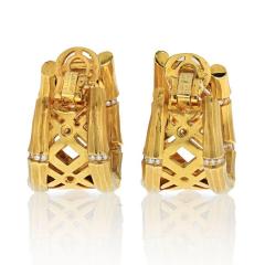  Cartier CARTIER 18K YELLOW GOLD BAMBOO 1 50 CARATS DIAMOND HUGGIE EARRINGS - 1694361