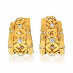  Cartier CARTIER 18K YELLOW GOLD BAMBOO 1 50 CARATS DIAMOND HUGGIE EARRINGS - 1695850