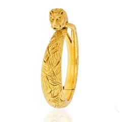  Cartier CARTIER 18K YELLOW GOLD CARVED LION BANGLE BRACELET - 1818439