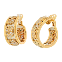  Cartier CARTIER 18K YELLOW GOLD DIAMOND ELEPHANT HOOP EARRINGS - 2765355