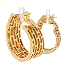  Cartier CARTIER 18K YELLOW GOLD DIAMOND WALKING PANTHERE HOOP EARRINGS - 2707869