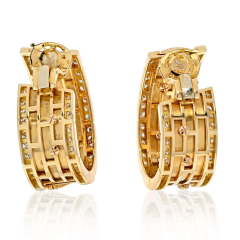  Cartier CARTIER 18K YELLOW GOLD DIAMOND WALKING PANTHERE HOOP EARRINGS - 2707875