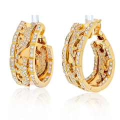  Cartier CARTIER 18K YELLOW GOLD DIAMOND WALKING PANTHERE HOOP EARRINGS - 2707885