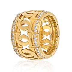  Cartier CARTIER 18K YELLOW GOLD DOUBLE C LOGO AND DIAMOND RING - 2431660