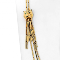  Cartier CARTIER 18K YELLOW GOLD DOUBLE PANTHERE TASSEL LONG STRAND NECKLACE - 2670699