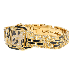  Cartier CARTIER 18K YELLOW GOLD PANTHERE MAILLON BLACK LACQUER DIAMOND LADIES WATCH - 2850001