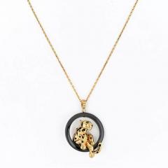  Cartier CARTIER 18K YELLOW GOLD PANTHERE ON A BLACK ONYX NECKLACE - 3263520
