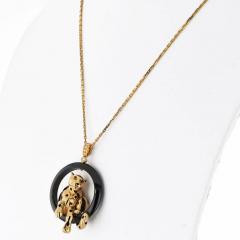  Cartier CARTIER 18K YELLOW GOLD PANTHERE ON A BLACK ONYX NECKLACE - 3263521