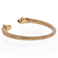  Cartier CARTIER 18K YELLOW GOLD TEXTURED DOUBLE HEADED PANTHERE DIAMOND COLLAR BRACELET - 2687930