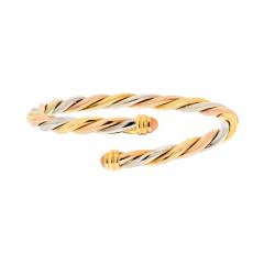  Cartier CARTIER 18K YELLOW GOLD TRI COLOR TWIST BANGLE WITH CORAL TIPS BRACELET - 3000386