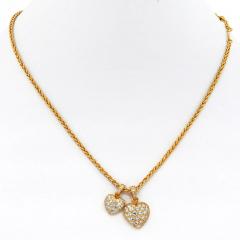  Cartier CARTIER 18K YELLOW GOLD TWO DIAMOND HEART CHARMS ON A CHAIN NECKLACE - 2936061