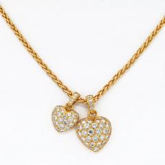  Cartier CARTIER 18K YELLOW GOLD TWO DIAMOND HEART CHARMS ON A CHAIN NECKLACE - 2936065