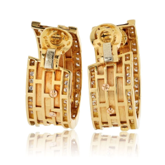 Cartier CARTIER 18K YELLOW GOLD WALKING PANTHERE DIAMOND EARRINGS - 3561203