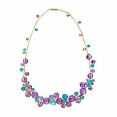  Cartier CARTIER CARTIER DELICES DE GOA 18K ROSE GOLD TURQUOISE AMETHYST BEAD NECKLACE - 1705788