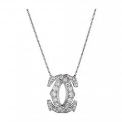  Cartier CARTIER DOUBLE C 18K WHITE GOLD DIAMOND PENDANT - 1695819