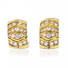  Cartier CARTIER FRENCH 18K YELLOW GOLD CHEVRON DIAMOND PIERCED EARRINGS - 1695825