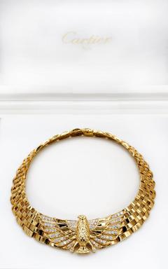  Cartier CARTIER HORUS COLLAR PLATINUM 18K YELLOW GOLD FALCON DIAMOND NECKLACE - 1694406