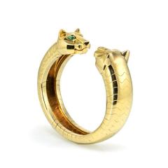  Cartier CARTIER LAKARDA PANTHERE 18K YELLOW GOLD EMERALD AND ONYX BANGLE BRACELET - 1694447