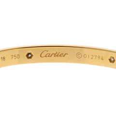  Cartier CARTIER LOVE 18K YELLOW GOLD 4 DIAMONDS SIZE 18 LOVE BANGLE BRACELET - 2849962