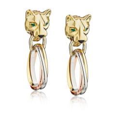  Cartier CARTIER PANTHERE 18K TRI COLOR CONVERTABLE DROP DOOR KNOCKER EARRINGS - 1704876