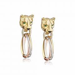  Cartier CARTIER PANTHERE 18K TRI COLOR CONVERTABLE DROP DOOR KNOCKER EARRINGS - 1705770