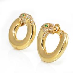  Cartier CARTIER PANTHERE 18K YELLOW GOLD DIAMOND HOOP EARRINGS - 1704897