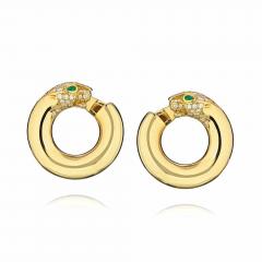 Cartier CARTIER PANTHERE 18K YELLOW GOLD DIAMOND HOOP EARRINGS - 1705776