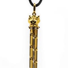  Cartier CARTIER PANTHERE 18K YELLOW GOLD ON A BLACK CORD PENDANT - 1694153