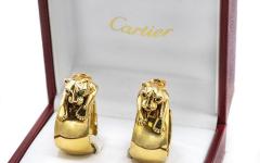 Cartier CARTIER PANTHERE HEADS LARGE VINTAGE CLIP ON HOOP EARRINGS - 1694443
