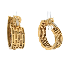  Cartier CARTIER PLATINUM 18K YELLOW GOLD WALKING PANTHERES DIAMOND HOOP EARRINGS - 3313292