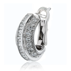  Cartier CARTIER PLATINUM 8 00CTTW DIAMOND HUGGIE WITH ROUND AND BAGUETTE EARRINGS - 3680918