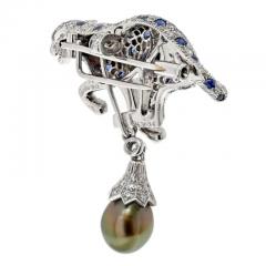  Cartier CARTIER PLATINUM TAHITIAN PEARL SAPPHIRE AND DIAMOND PENDANT CLIP BROOCH - 2936141